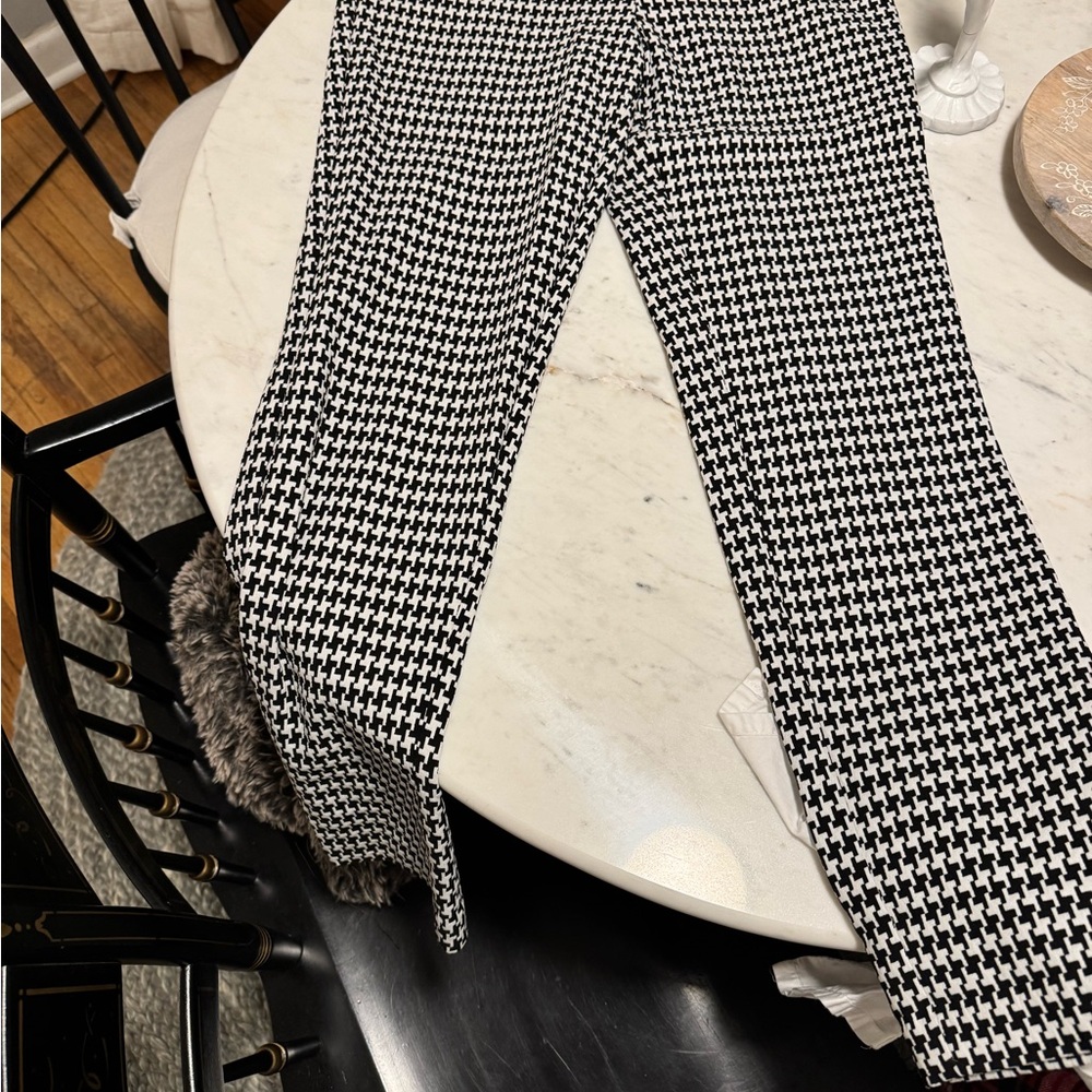 Elegant Black and White Houndstooth Women's Pants